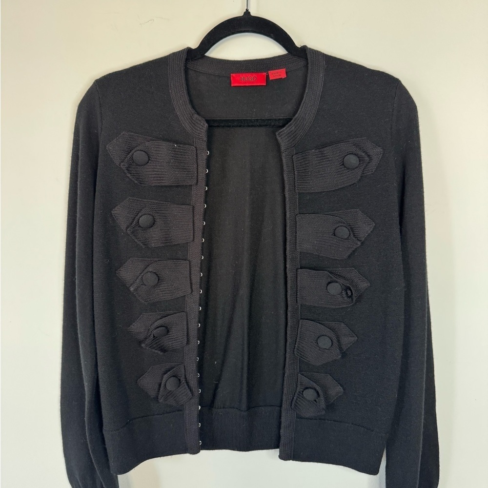 Hugo Boss Black Cardigan with Decorative Front Detailing | Size M - Picture 3 of 16
